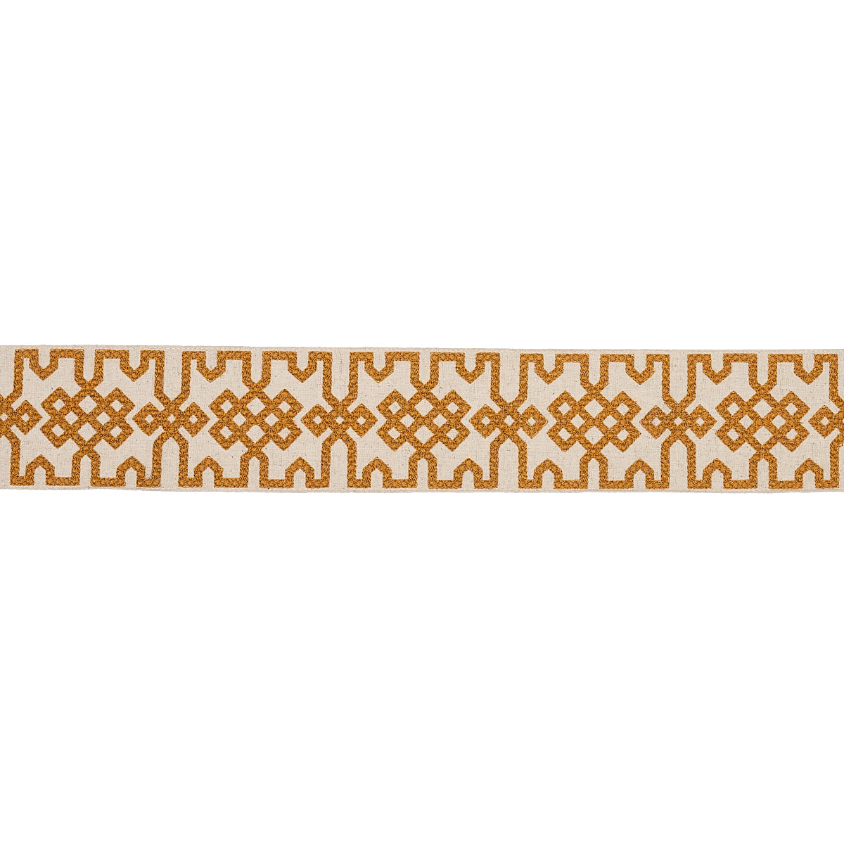 Schumacher 80882 Knotted Trellis Tape in OCHER ON UNBLEACHED