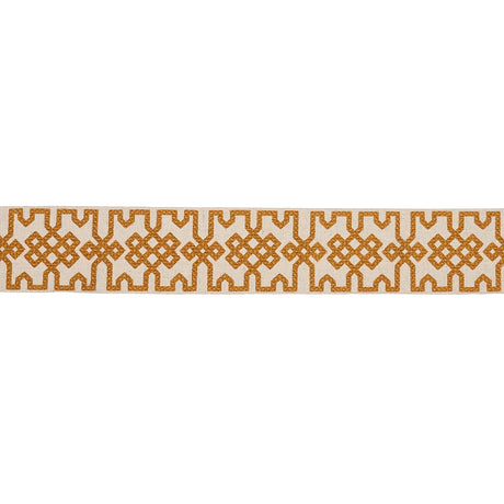 Schumacher 80882 Knotted Trellis Tape in OCHER ON UNBLEACHED
