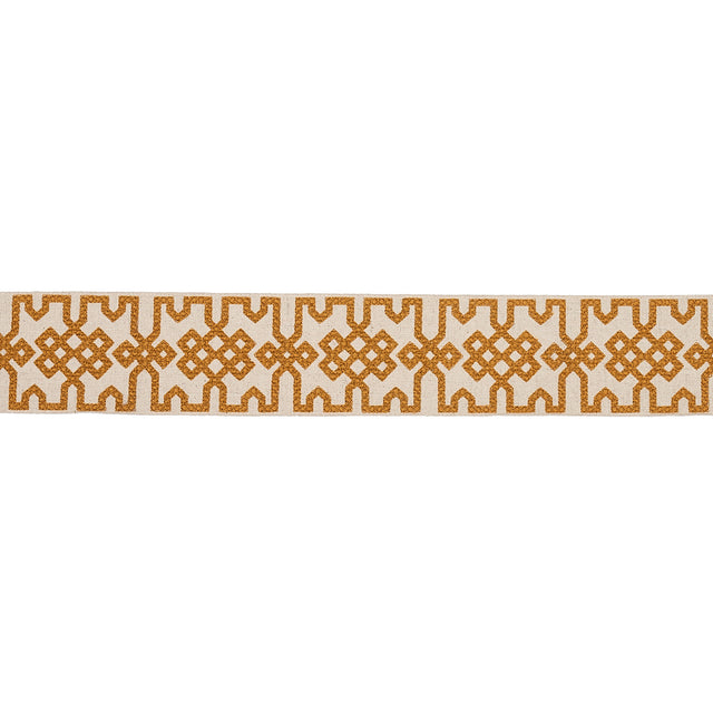 Schumacher 80882 Knotted Trellis Tape in OCHER ON UNBLEACHED