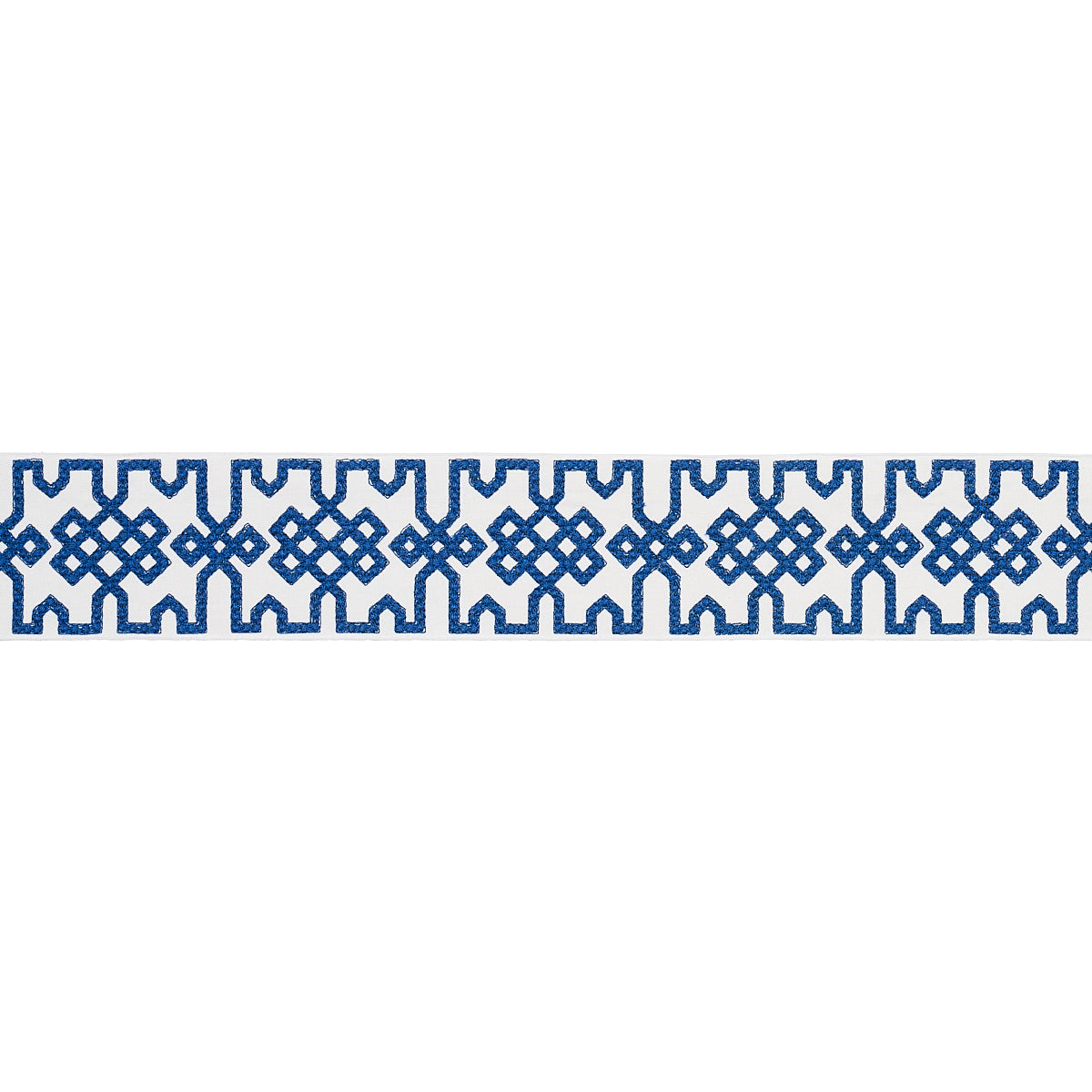 Schumacher 80883 Knotted Trellis Tape in BLUE ON WHITE Trim 