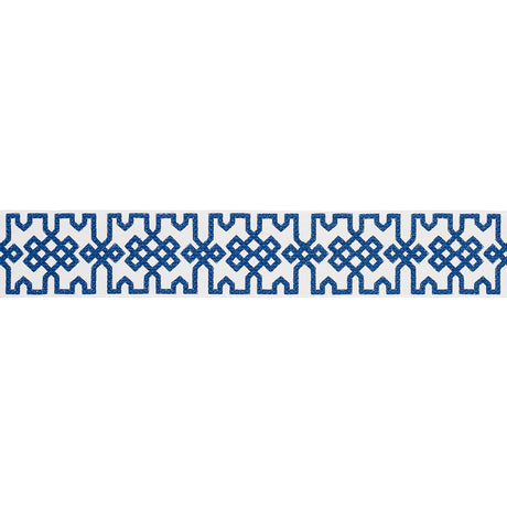 Schumacher 80883 Knotted Trellis Tape in BLUE ON WHITE Trim 