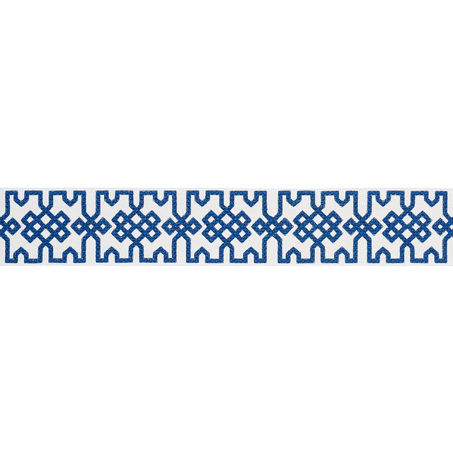 Schumacher 80883 Knotted Trellis Tape in BLUE ON WHITE Trim 