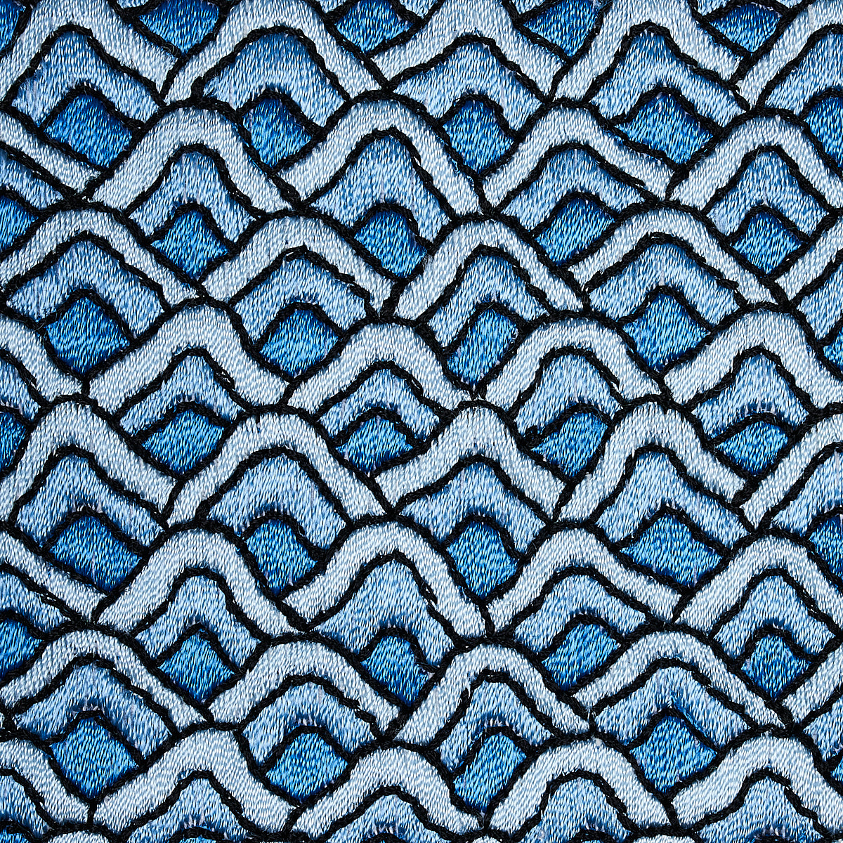 Schumacher 80893 SUNRISE EMBROIDERY TAPE in BLUES Trim - ORI