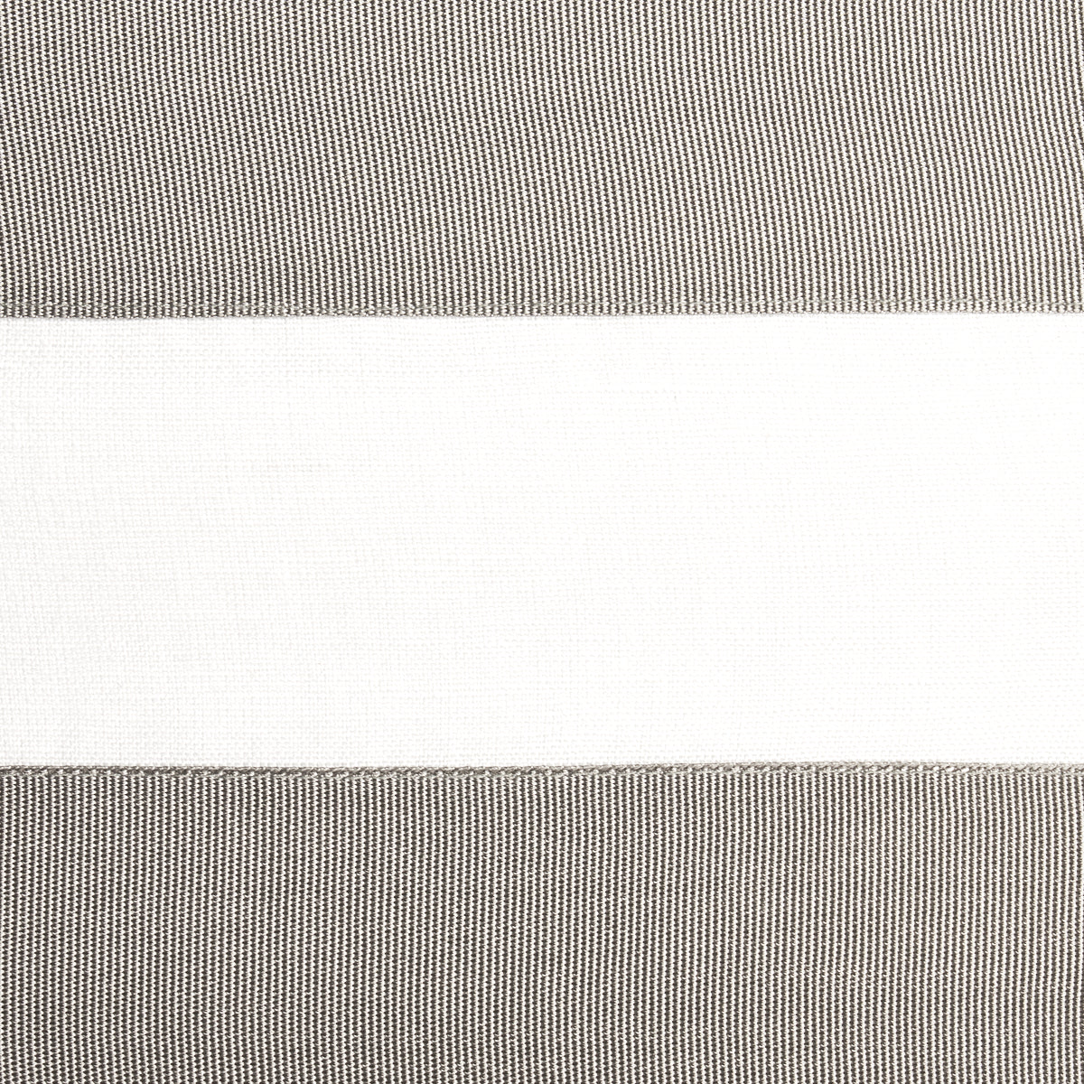 Schumacher Ribbon Appliqué Panel Grey On Ivory Fabric - Eade's Wallpaper