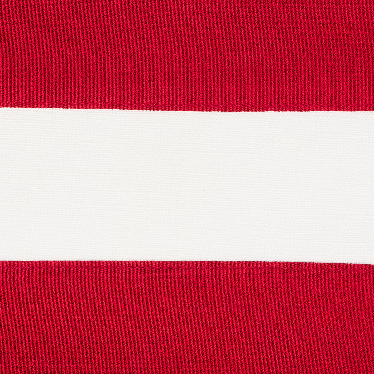 Schumacher Ribbon Appliqué Panel Red On Ivory Fabric - Eade's Wallpaper