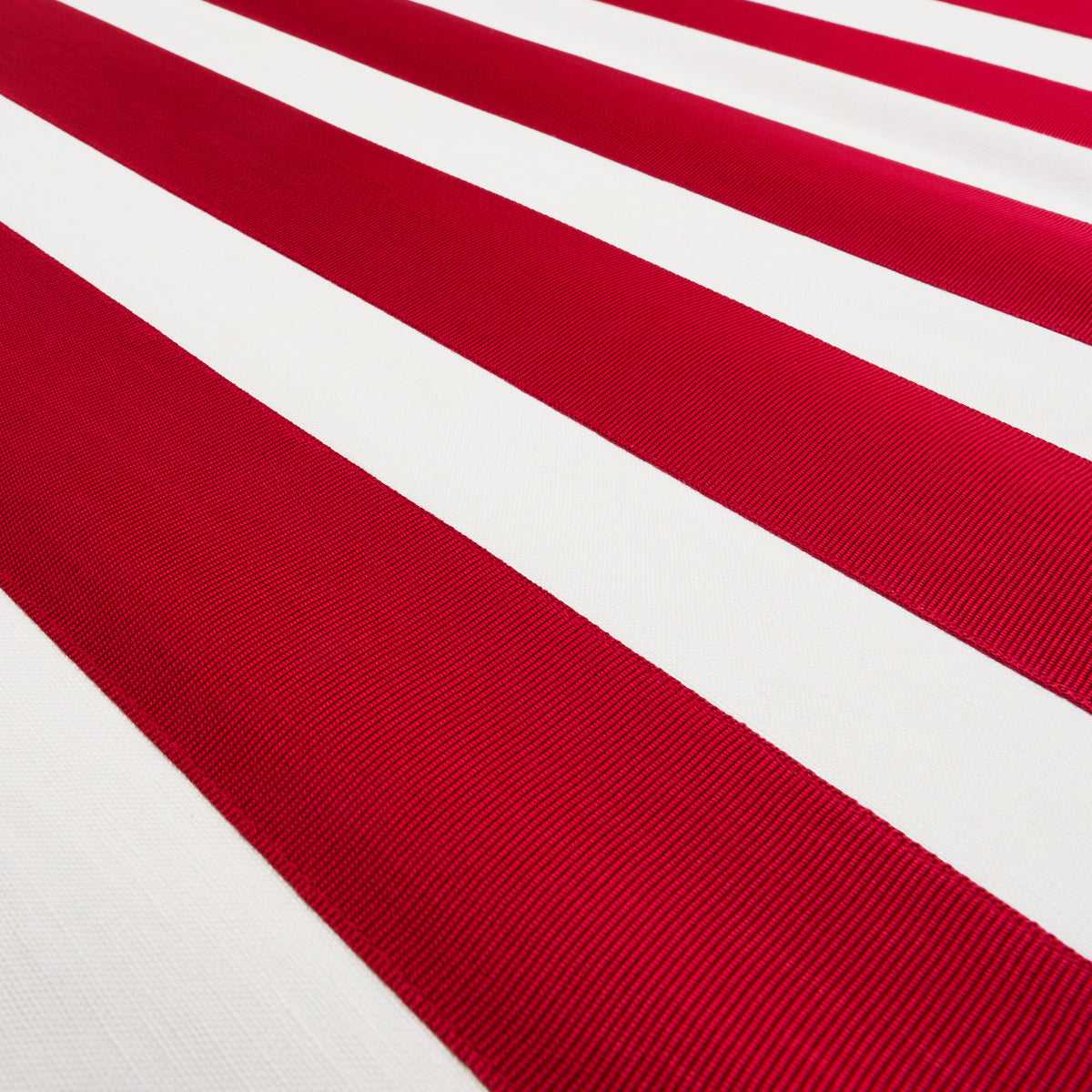 Schumacher Ribbon Appliqué Panel Red On Ivory Fabric - Eade's Wallpaper