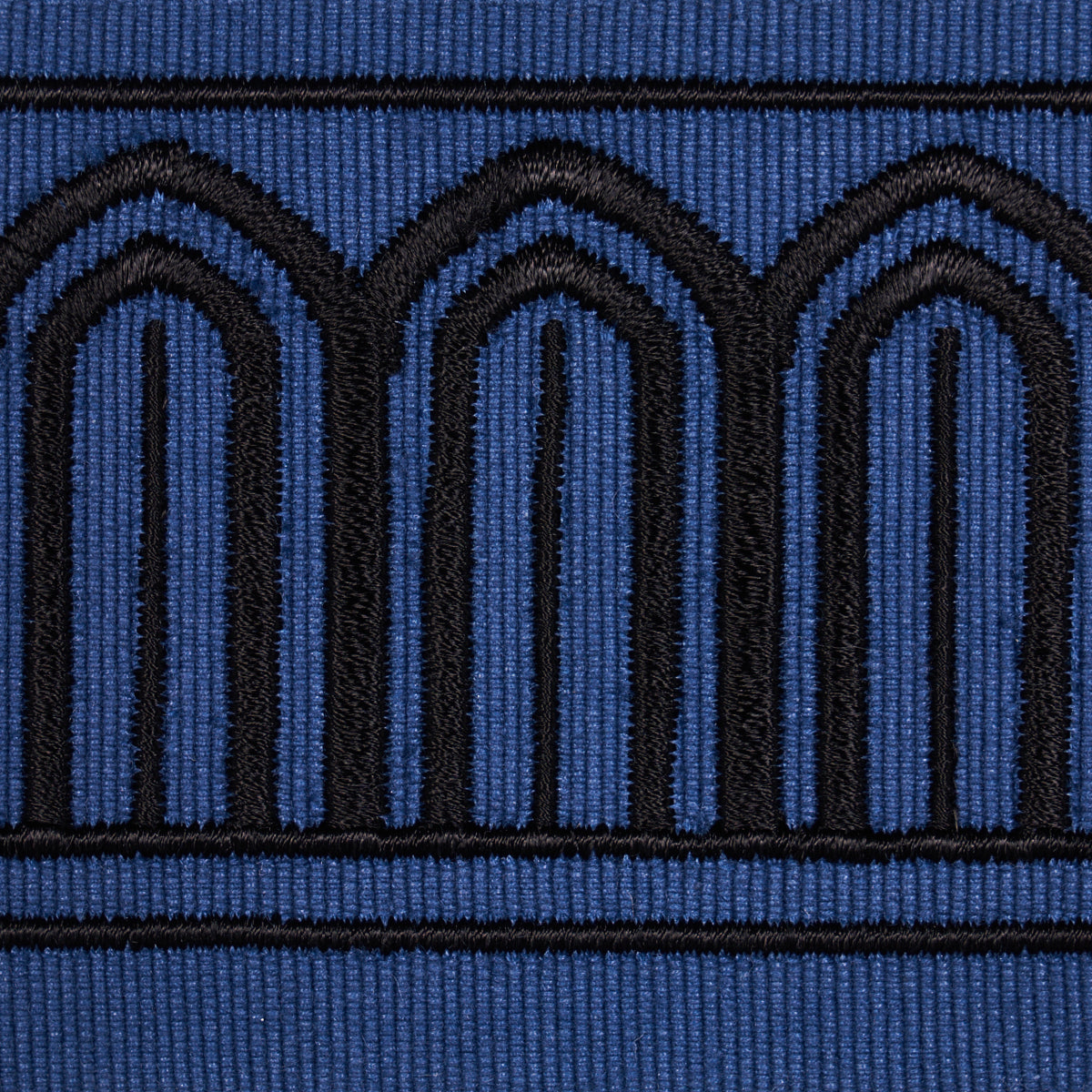 Schumacher 81150 ARCHES EMBROIDERED TAPE MEDIUM in BLACK ON 