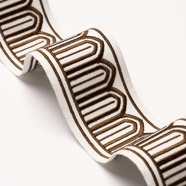Schumacher 81154 ARCHES EMBROIDERED TAPE MEDIUM in BROWN Tri