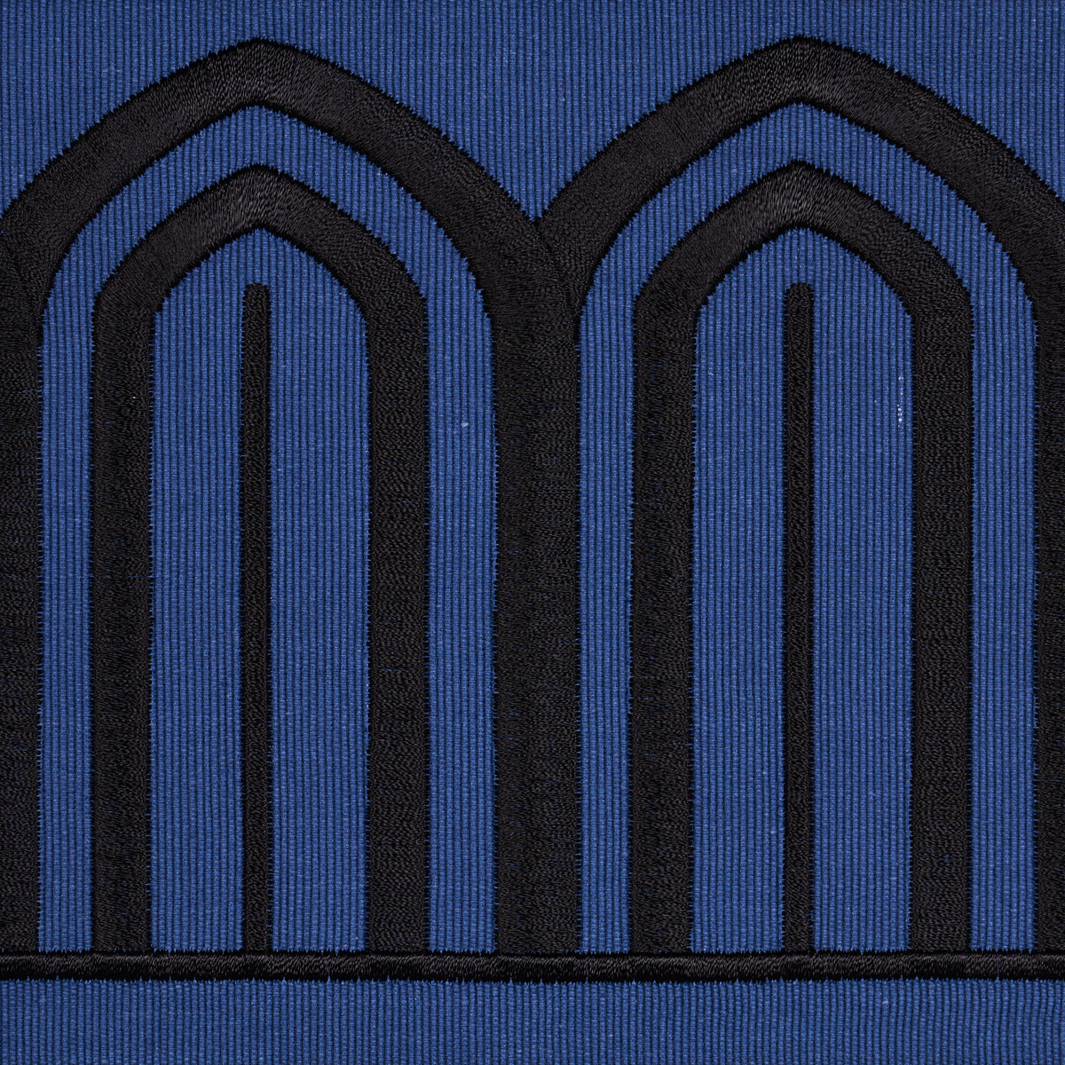 Schumacher 81160 ARCHES EMBROIDERED TAPE WIDE in BLACK ON NA