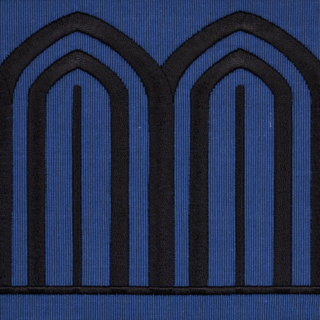 Schumacher 81160 ARCHES EMBROIDERED TAPE WIDE in BLACK ON NA