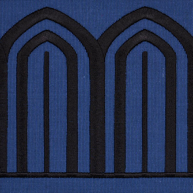 Schumacher 81160 ARCHES EMBROIDERED TAPE WIDE in BLACK ON NA