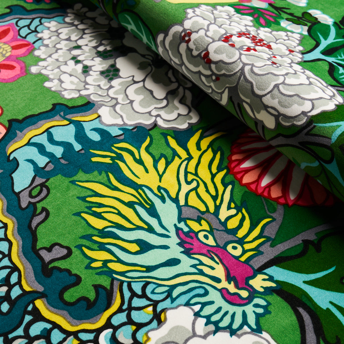 Schumacher 81171 CHIANG MAI DRAGON VELVET in JADE Fabric - E