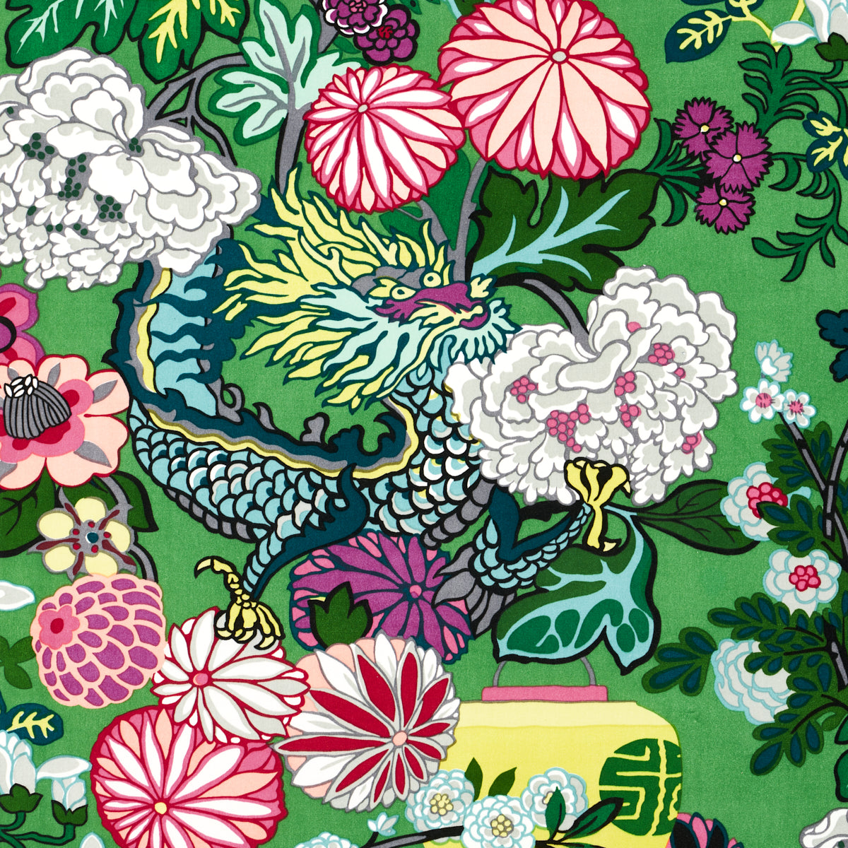 Schumacher 81171 CHIANG MAI DRAGON VELVET in JADE Fabric - E
