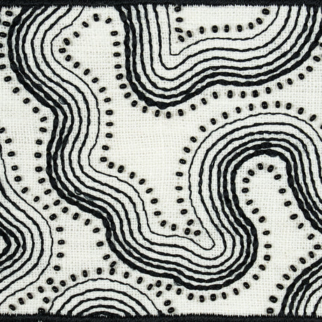 Schumacher 81220 Topo Beaded Tape in BLACK & WHITE Trim - EM