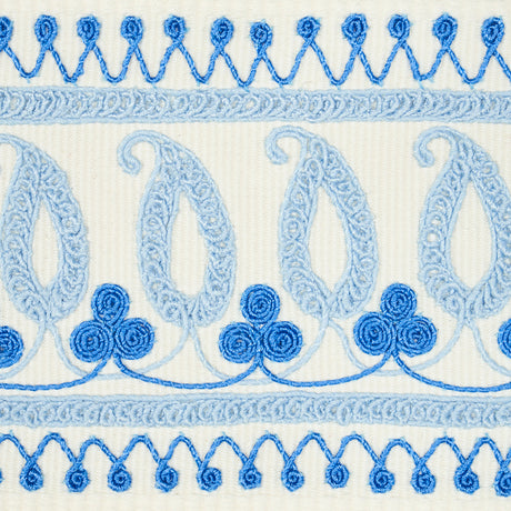Schumacher 81230 PAISLEY EMBROIDERED TAPE in BLUES Trim - EM