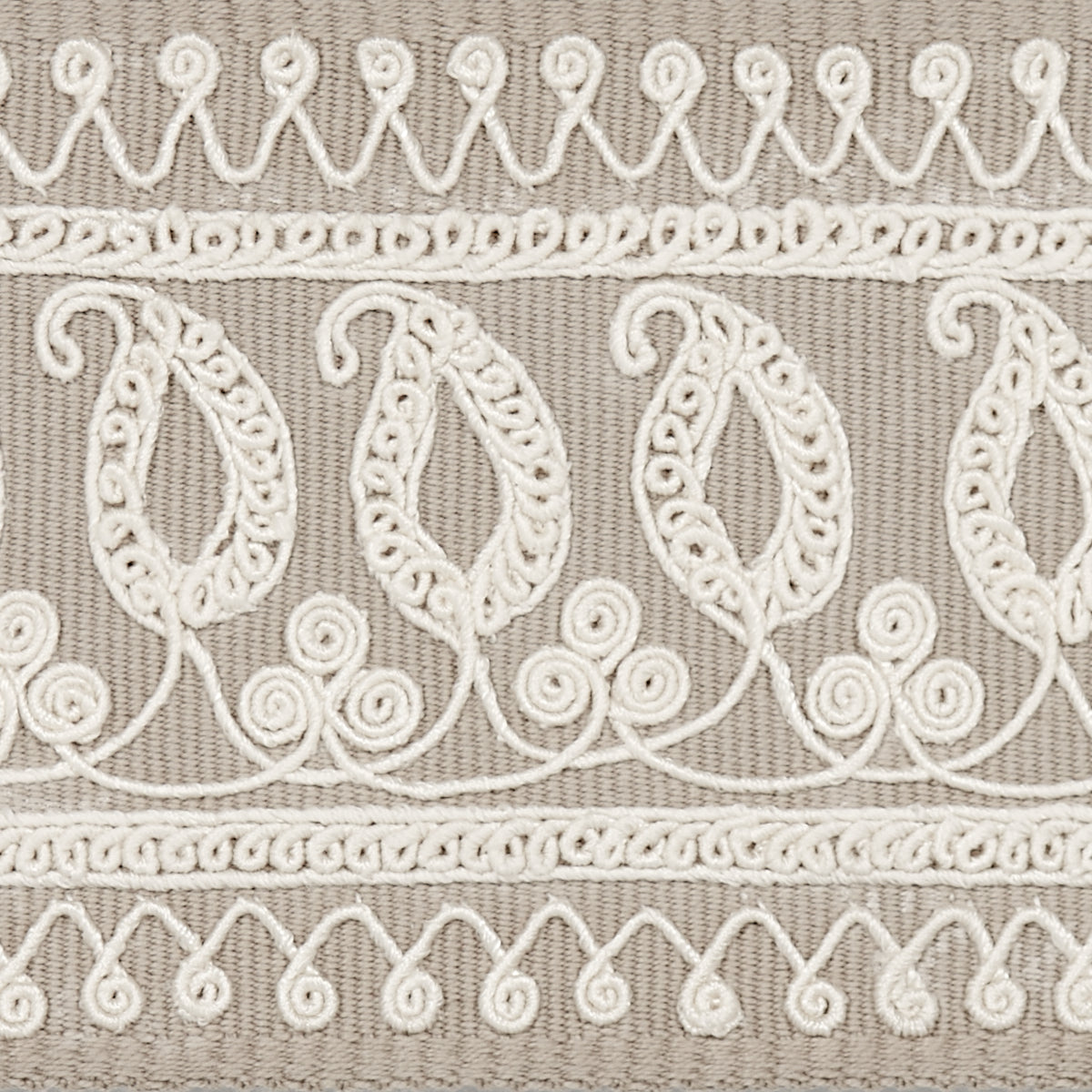 Schumacher 81231 PAISLEY EMBROIDERED TAPE in SAND Trim - FUL
