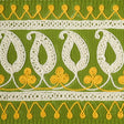 Schumacher 81232 PAISLEY EMBROIDERED TAPE in GREEN & YELLOW 