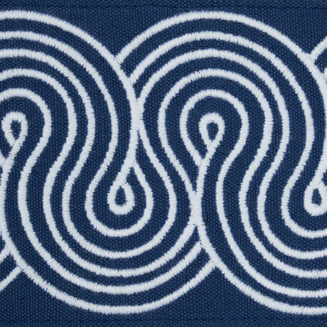 Schumacher 81253 GIRALDI EMBROIDERED TRIM in WHITE ON NAVY T
