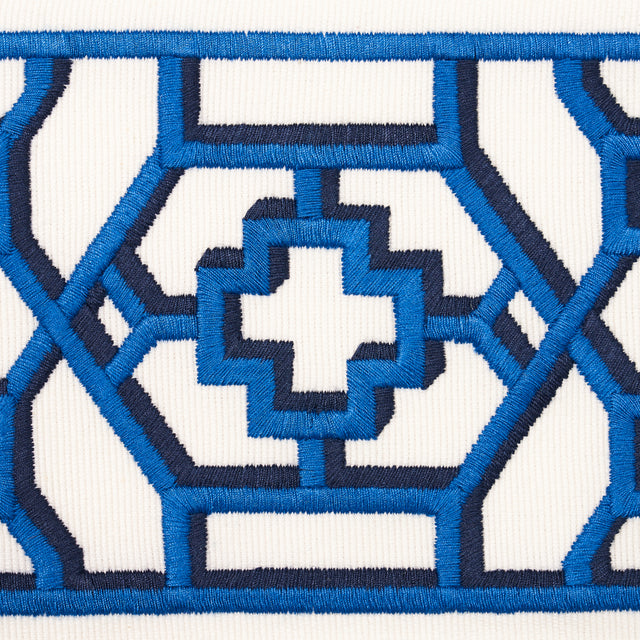 Schumacher 81280 ZANZIBAR TRELLIS TAPE in BLUE Trim - MOON R
