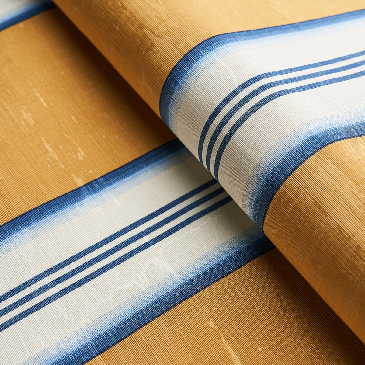 Schumacher Randolph Stripe Moiré Goldsmith Fabric - Eade's Wallpaper