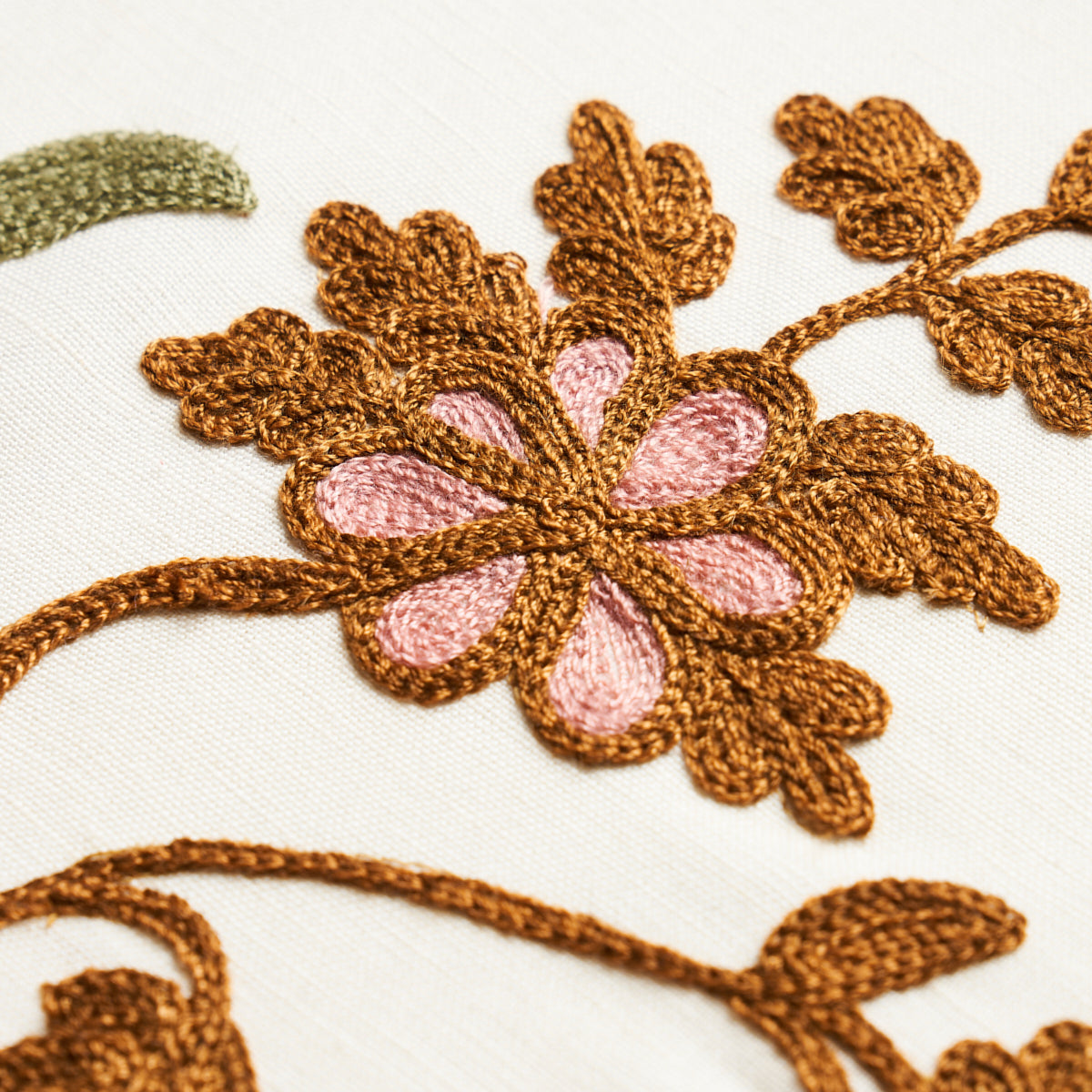 Schumacher Raleigh Crewel Embroidery Autumn Fabric - Eade's Wallpaper