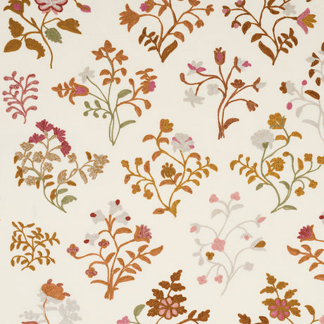 Schumacher Raleigh Crewel Embroidery Autumn Fabric - Eade's Wallpaper