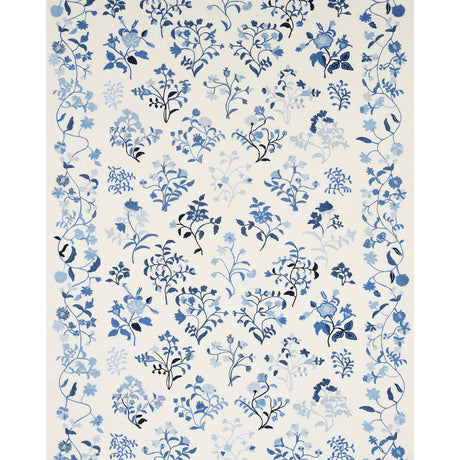 Schumacher Raleigh Crewel Embroidery Cornflower Fabric - Eade's Wallpaper