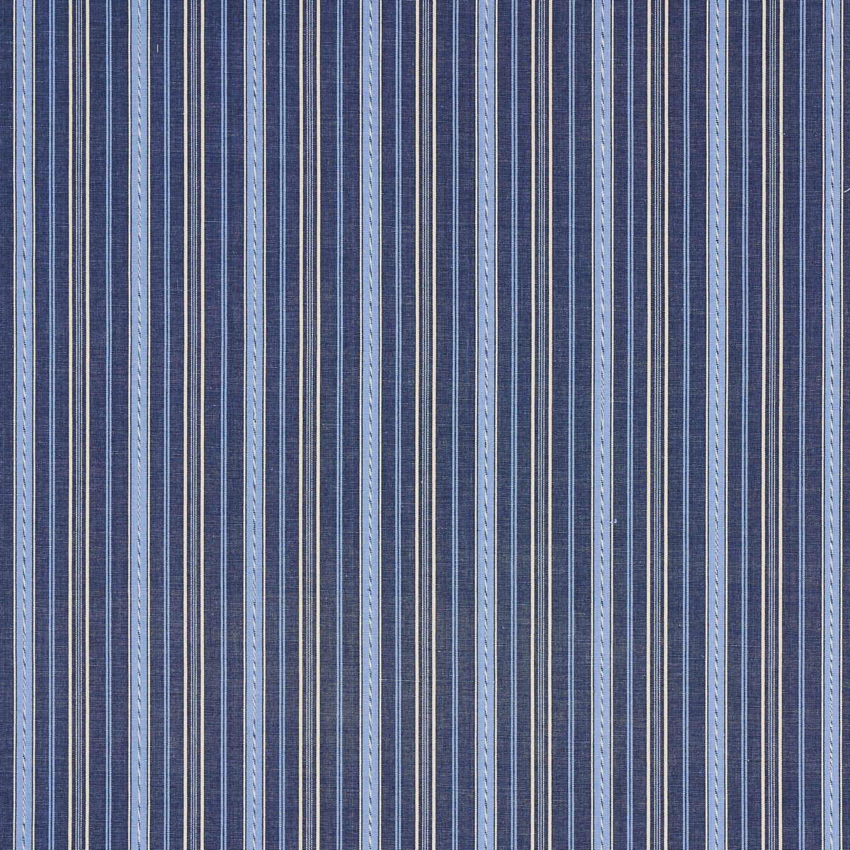 Schumacher Lightfoot Stripe Delft Fabric - Eade's Wallpaper