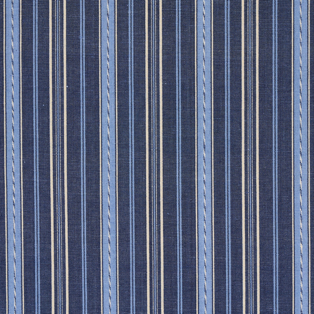 Schumacher Lightfoot Stripe Delft Fabric - Eade's Wallpaper