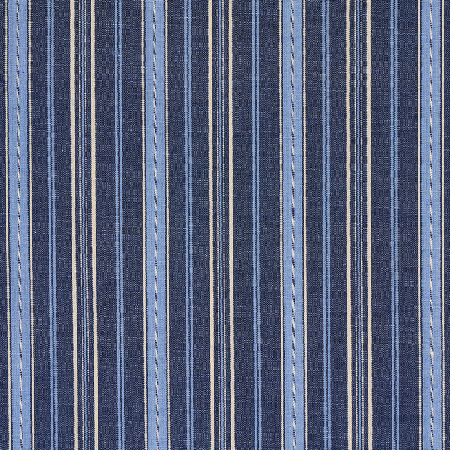Schumacher Lightfoot Stripe Delft Fabric - Eade's Wallpaper
