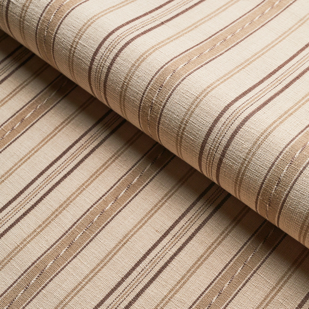 Schumacher Lightfoot Stripe Coffee Fabric - Eade's Wallpaper