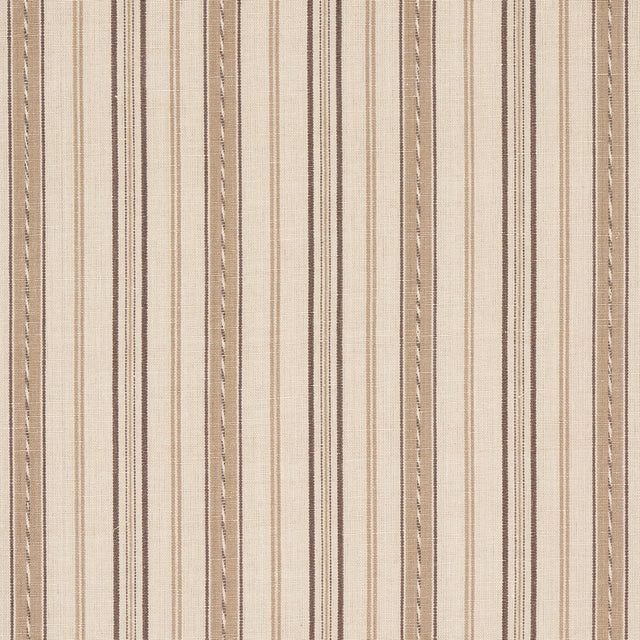 Schumacher Lightfoot Stripe Coffee Fabric - Eade's Wallpaper