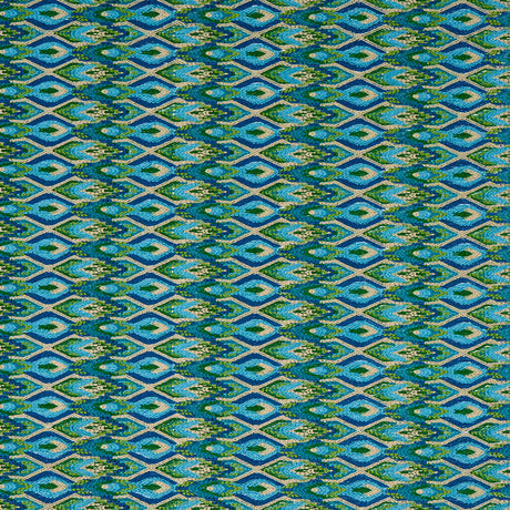 Schumacher Lorikeet Embroidery Peacock Fabric - Eade's Wallpaper