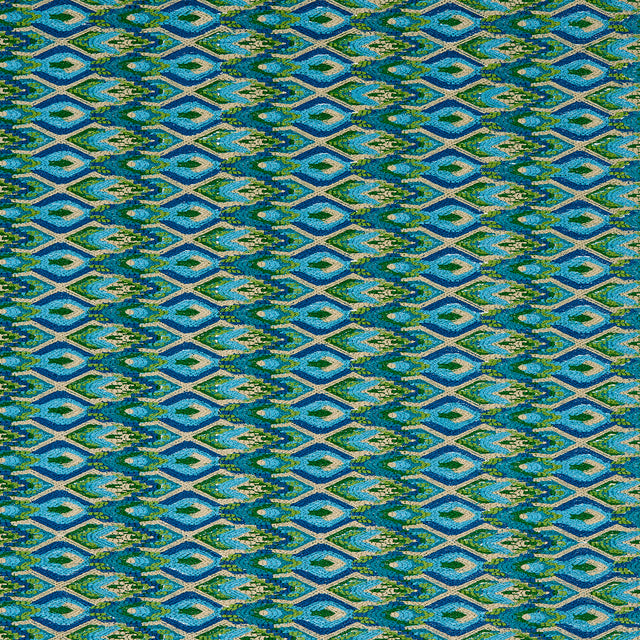 Schumacher Lorikeet Embroidery Peacock Fabric - Eade's Wallpaper