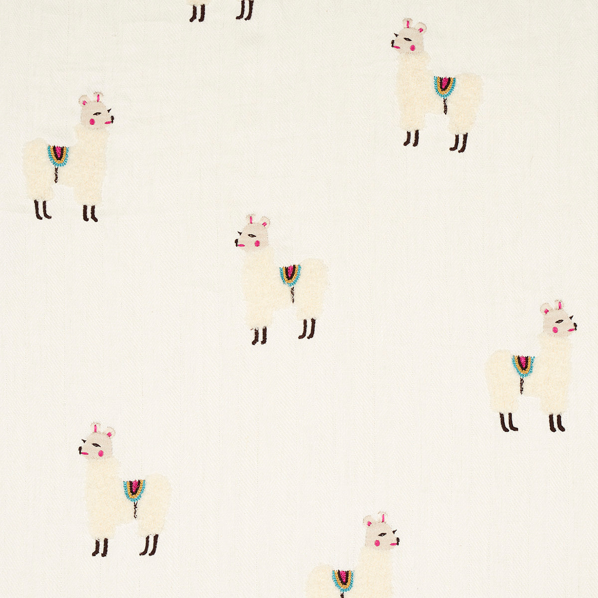 Schumacher Llama Embroidery Multi Fabric - Eade's Wallpaper