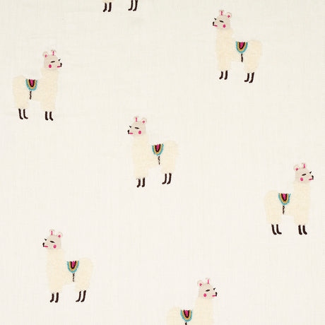 Schumacher Llama Embroidery Multi Fabric - Eade's Wallpaper