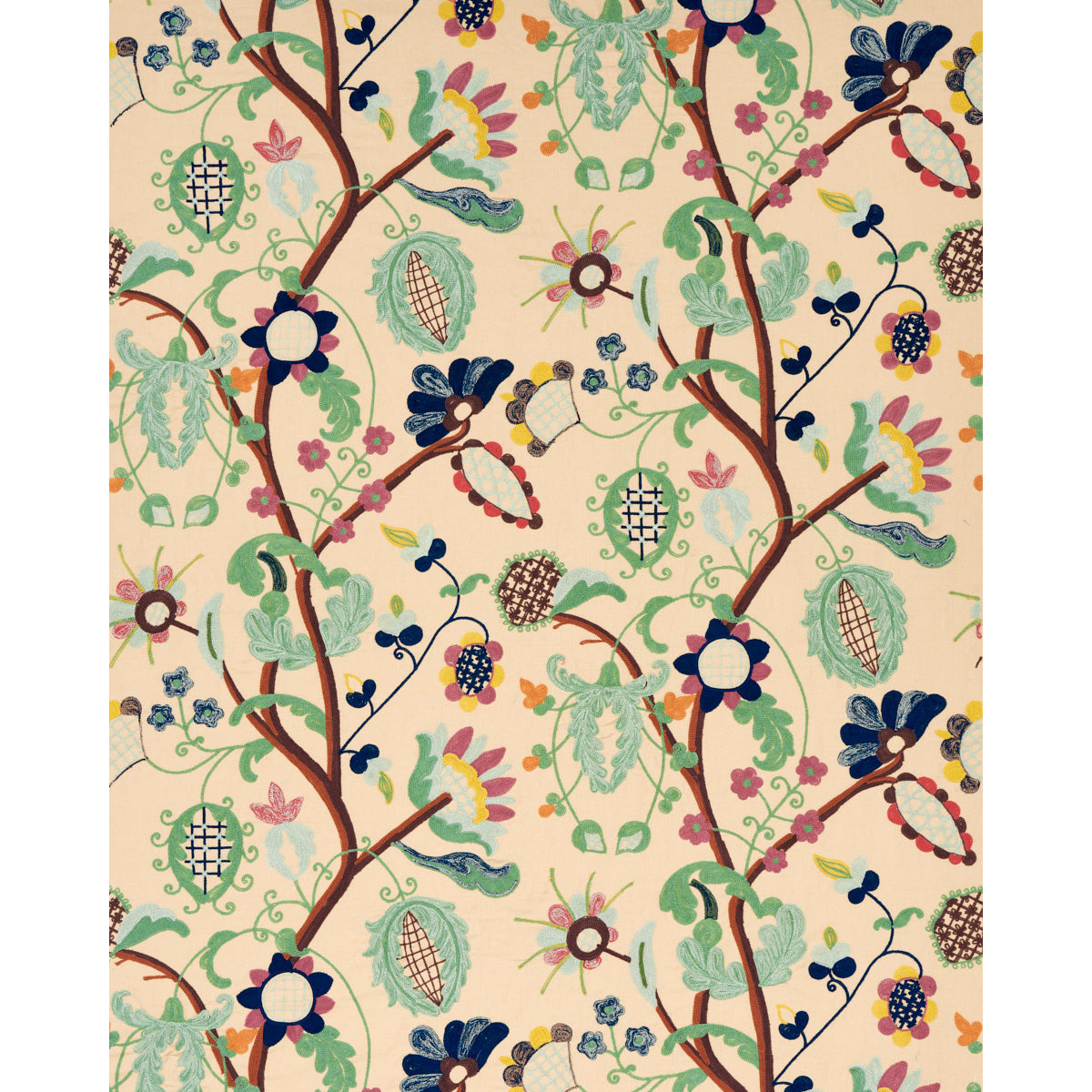 Schumacher Mandevilla Embroidery Document Fabric - Eade's Wallpaper