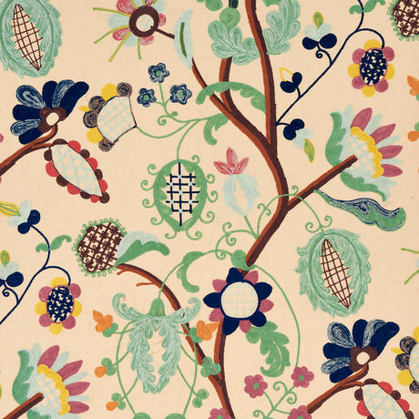 Schumacher Mandevilla Embroidery Document Fabric - Eade's Wallpaper