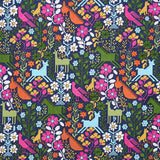 Schumacher Lupita Embroidery Multi On Navy Fabric - Eade's Wallpaper