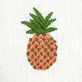 Schumacher Pineapple Embroidery Apricot On Ivory Fabric - Eade's Wallpaper