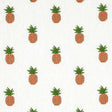 Schumacher Pineapple Embroidery Apricot On Ivory Fabric - Eade's Wallpaper