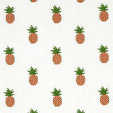 Schumacher Pineapple Embroidery Apricot On Ivory Fabric - Eade's Wallpaper