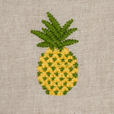 Schumacher Pineapple Embroidery Green On Natural Fabric - Eade's Wallpaper