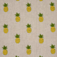 Schumacher Pineapple Embroidery Green On Natural Fabric - Eade's Wallpaper