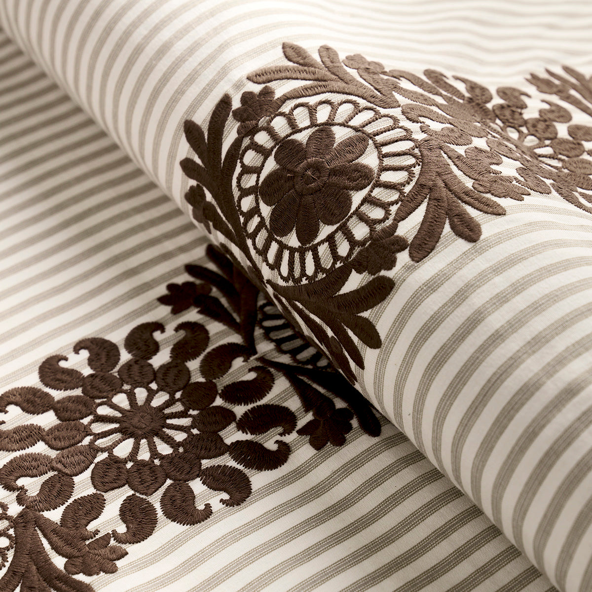 Schumacher Joelle Stripe Chocolate Fabric
