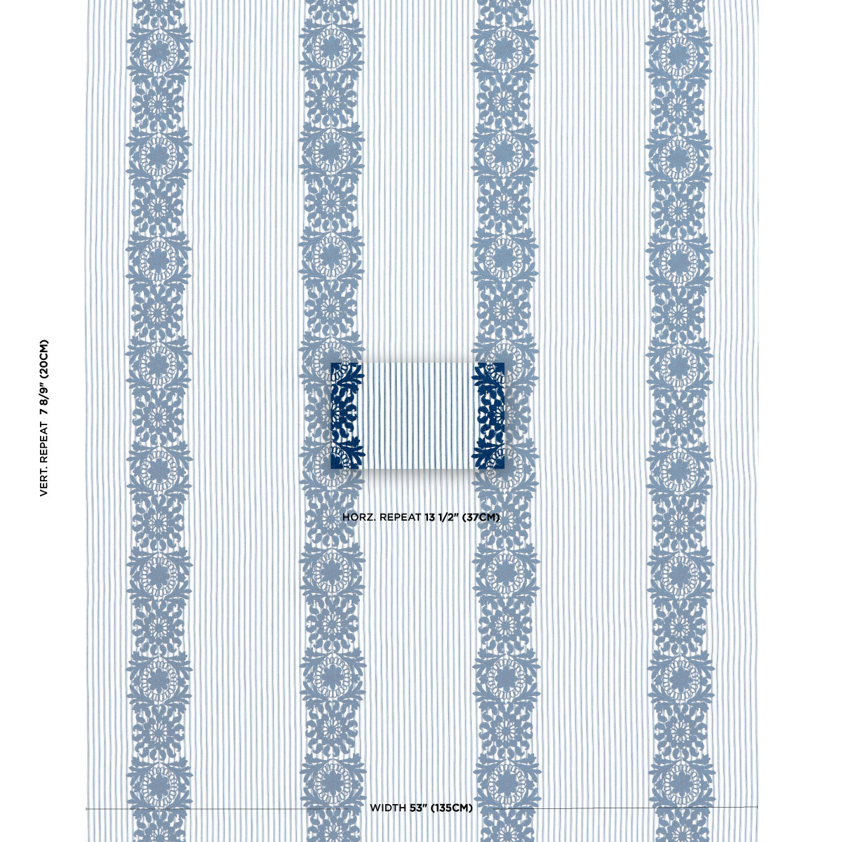 Schumacher Joelle Stripe Blue Fabric