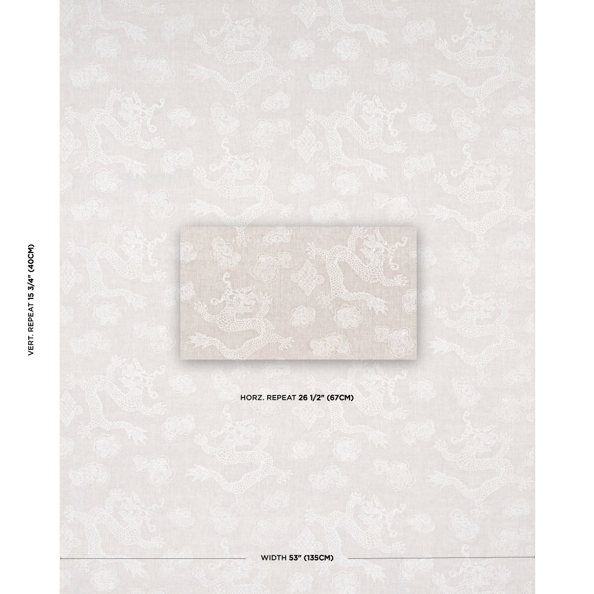 Schumacher Dragon Embroidery Ivory On Natural Fabric