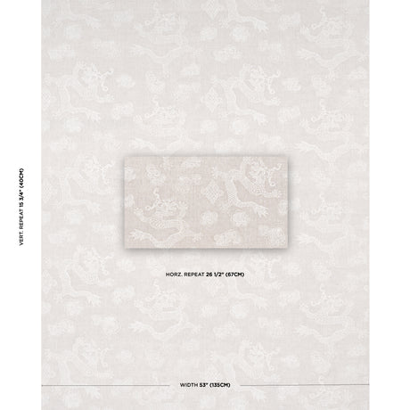 Schumacher Dragon Embroidery Ivory On Natural Fabric