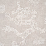 Schumacher Dragon Embroidery Ivory On Natural Fabric