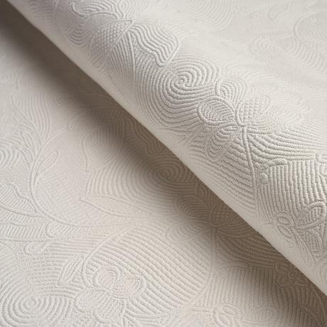 Schumacher Quilted Scroll Matelassé Ivory Fabric - Eade's Wallpaper